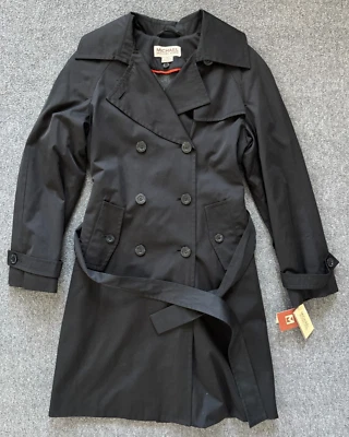 NUEVO CON ETIQUETAS MICHAEL KORS Mujer XS Gabardina Negra Concha de Algodón con Mezcla de Lana Calentador Foto 1 de 4