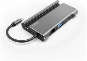 Hama USB-C 7in1 Docking Station Multiport Tablet LAN PD HDMI VGA Hub Macbook 4K - Bild 1 von 4