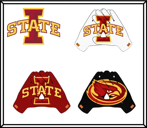 Iowa State University ISU Football Receiver Gloves Super-Grip Palms Grip Boost Cover