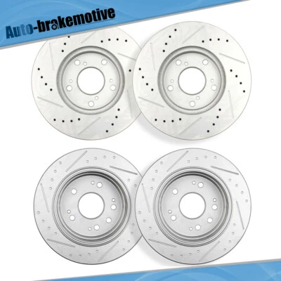 FRONT AND REAR DRILLED & SLOTTED BRAKE ROTORS KIT FOR 2002-2004 HONDA CR-V - Image 1 of 4