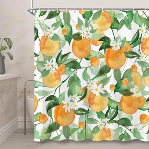 Orange Shower Curtain 72"X72" Cut Citrus Fruit Summer Shower Curtain Set for ... - Picture 1 of 8
