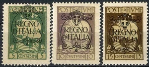 Fiume 1924 Venezianisches Schiff überdruckt MH (SC# 184-186) - Bild 1 von 1