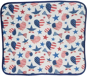Reversible Dish Drying Mat(16x19")PATRIOTIC,US FLAG SHAPES,HEARTS,STARS, RHH - Picture 1 of 17