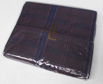 Nueva sábana plana Ralph Lauren 450TC RUTHERFORD PARK púrpura a cuadros - King Foto 1 de 4