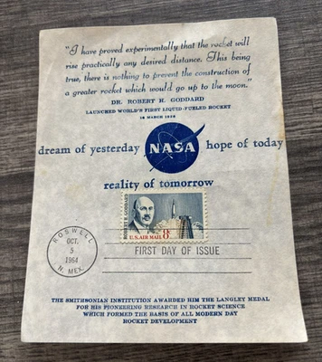 Rare DR. ROBERT H. GODDARD First Day of  Issue  Stamp "Dream of yesterday NASA" - Image 1 of 2