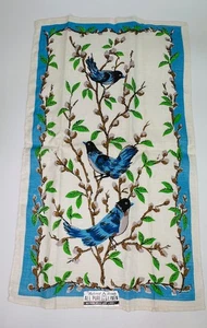 Vintage Belcrest Prints Pure Linen Blue Birds Tea Towel NWT - Picture 1 of 4