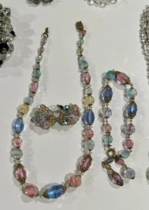 Vintage Schmuck Konvolut Glas Aurora Borealis Kristall Laguna Set wunderschön 1,5 Teile - Bild 1 von 10