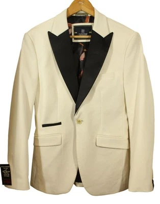 Cavani White 34R Dinner Tuxedo Velvet Style Jacket - Image 1 of 4