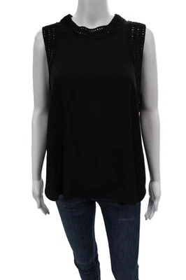 Elizabeth and James Womens Silk Crochet Trim Tank Blouse Black Size M - Image 1 of 4