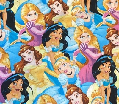Disney Princess Collage Print Cotton Fabric Jasmine Belle Cinder Half Y + #13 - Image 1 of 4