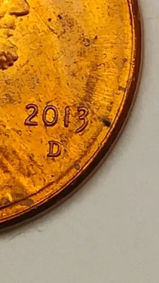Lincoln Shield Cent Mint Error 2013 D Double  3 D..... - Image 1 of 3