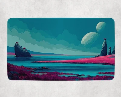 MTG Playmat | Retro Alien Landscape Themed Playmat | Unofficial MTG Playmat - Image 1 of 4