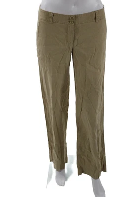 Chinos Theory Mujer Beige Lino Viscosa Botón Talla 4 Foto 1 de 4