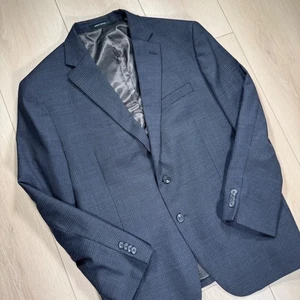 Kenneth Cole AWEARNESS Men's 48R Navy Blue Plaid Slim Fit Blazer Jacket - Picture 1 of 12