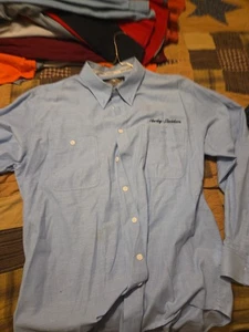Camisa Harley Davidson Para Hombres Manga Larga Con Botones Azul Causal Formal XL - Imagen 1 de 5
