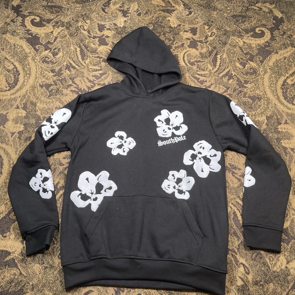 Черный пуловер толстовка с капюшоном Y2K Southpole Boys' Skull Flower размер XL  - Изображение 1 из 4