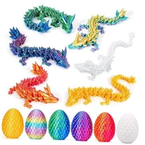 6 Pcs 3D Printed Dragon Eggs with Dragon Inside, Mini Dragon Multicolor-6pcs - Picture 1 of 8