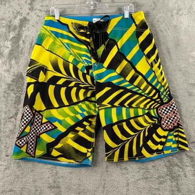 Pantalones Cortos de Carga Fox Racing para Hombres 32 Azul Amarillo Negro Elastizados 11" Entrepierna Foto 1 de 4