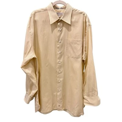 John W. Nordstrom 男式 17-35 浅黄色口袋棉质正装衬衫- — 第 1/4 张图片