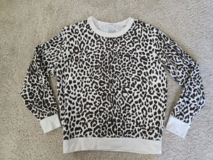 J. Crew Size Small Vintage Fleece Animal Print Leopard Sweatshirt Top - Picture 1 of 7