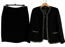 Kasper Three Piece Skirt Suit Size 16 Black Multi Jacket/blouse/ Skirt Women Sui