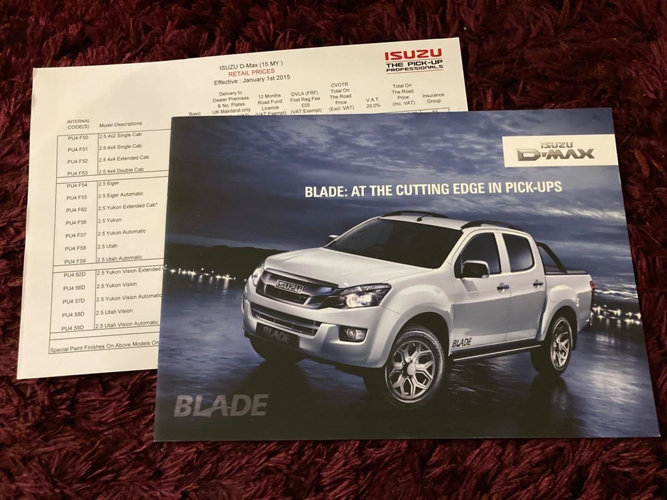 Isuzu D-Max Pick-Up Brochure 2015 - UK Issue, + Prices - Image 1 of 1