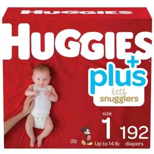Huggies Plus Little Snugglers 192ct Value Pk Newborn Diapers Size 1 (8-14 lbs) - Picture 1 of 7