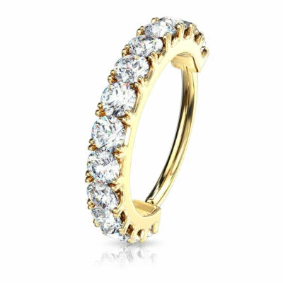 CZ Lined Hoop Nose Helix Daith Tragus Conch Cartilage Earrings Lip Rings  - Image 1 of 4