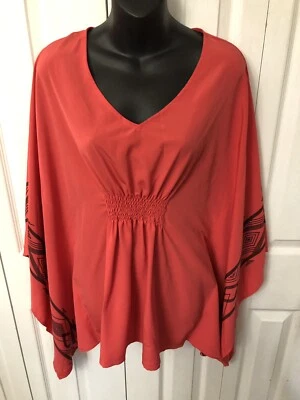 Belle Gray by Lisa Rinna Womens Blouse Shaw like Pink Peach Size Medium - Image 1 of 4