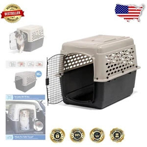 Secure and Spacious 36" Dog Kennel for Comfortable Air Travel - Taupe/Black - Picture 1 of 12
