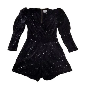Saylor Vintage Mujer Mono Pantalones Cortos Completo Negro Lentejuelas Talla XS Mameluco Brillante - Imagen 1 de 10