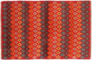 Gabbeh Teppich 110x170 Handgeknüpft Rot Streifen Orientalisch UNIKAT Kurzflor b - Picture 1 of 8