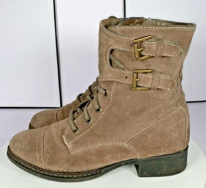Seychelles Womens Against The Clock Cap-Toe Taupe Suede Combat Moto Boot Zip 7.5 - Picture 1 of 15