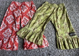 Matilda Jane capri ruffle A1 green orange pants girl sz 4 - Picture 1 of 3