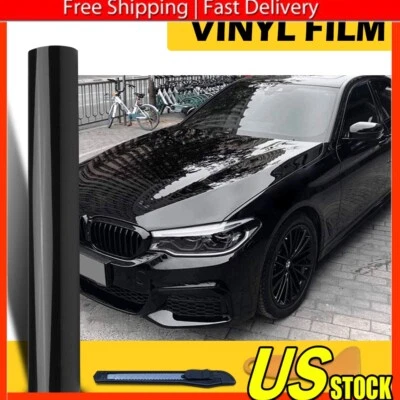 Gloss Black Vinyl Wrap Car Sticker Film Decal Bubble Free For Honda Accord Foto 1 de 4