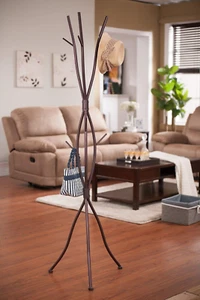 - Freestanding Metal Tree Coat Rack, Hat Hanger 6 Hook, Bronze - Picture 1 of 4