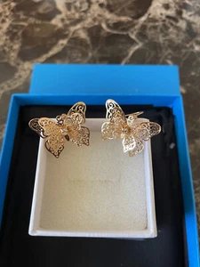 10K Over 925 Butterfly Dangle Style Earrings - Brand New - Picture 1 of 3
