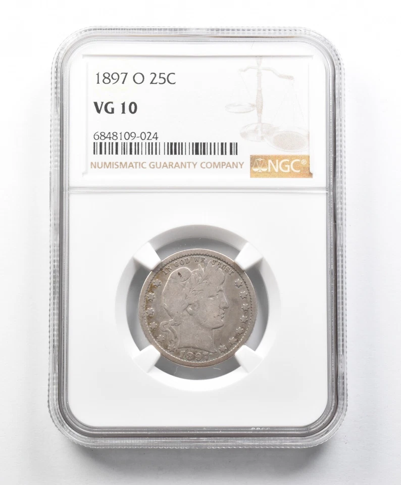 VG10 1897-O Barber Quarter NGC *1554 - Image 1 of 3