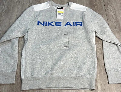 Nike Air Fleece Gray Crew Neck Pullover Sweatshirt Men's Sz Small DN4448-050 New - Image 1 of 4