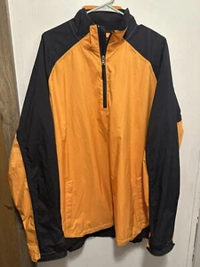 Greg Norman Golf Jacket Long Sleeve Waterproofs Play Dry Size XL Orange Black - Picture 1 of 6