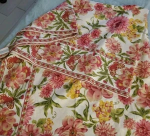 April Cornell Floral butterfly Tablecloth Border French Country 102 X 122 NEW - Picture 1 of 9