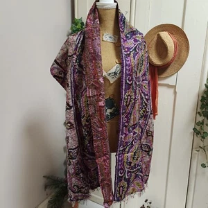 Kota Seide Kantha Handstich Schal indisch lila wendbar Boho 23/12 - Bild 1 von 8