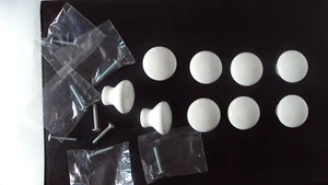 White Porcelain Drawer Cabinet Knobs Pulls Lot Of 9 - Picture 1 of 1