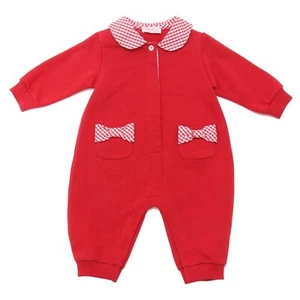 6876AD tutina bimba girl COMME SI COMME CA red cotton romper kids - Picture 1 of 4