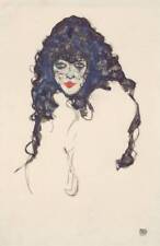 Portrait, girl with long hair Painting by Egon Schiele Poster Print, Imagekind