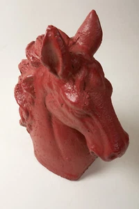 Cement Horse Head Sculpture (N2L) Figural (JSF6) Red Heavy Plaster 13" Equine - Picture 1 of 13