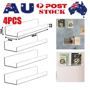 4Pcs Wall Floating Shelf Set Mount Storage Book Display Acrylic Rack (38x11cm) G - Picture 1 of 7