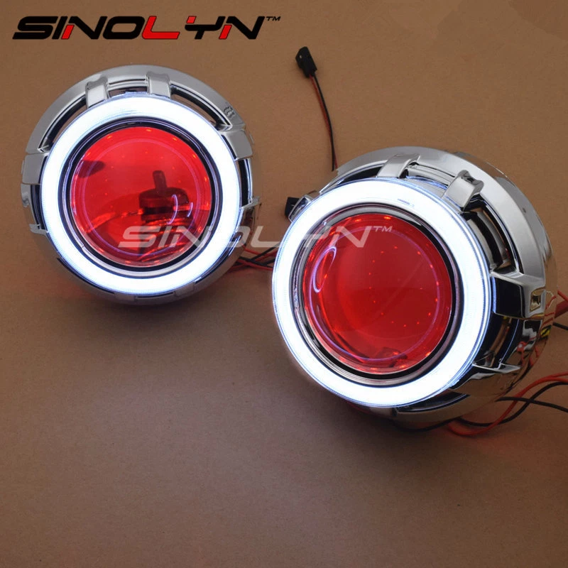 LED Angel Eyes Devil Eye Car Projector Lens Bi-xenon Headlight DRL Auto Tuning - Image 1 of 4