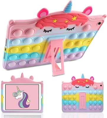 iPad 10.2" 7th 8th 9th Stand Case Kids Protective Cover Push Pop Bubble Unicorn - Image 1 of 4