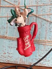 1990 Hallmark Christmas Ornament "Golfs My Bag! Santa" Red Bag Reindeer Clubs
